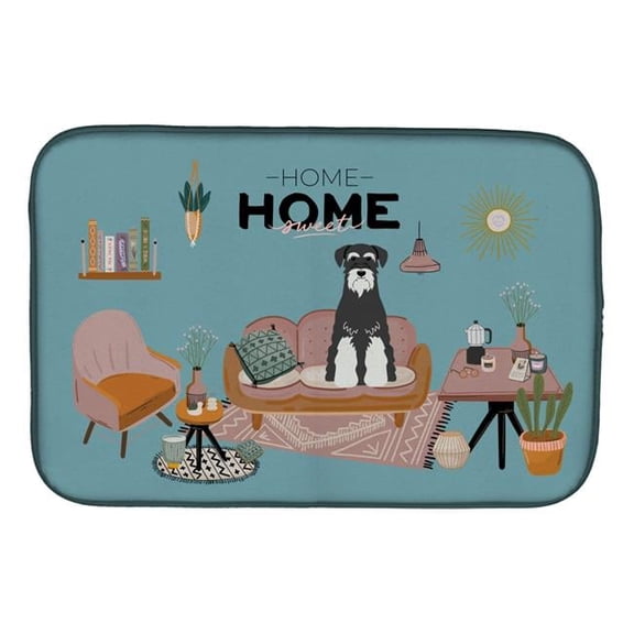 14 x 21 in. Salt & Pepper Standard Schnauzer Sweet Home Dish Drying Mat
