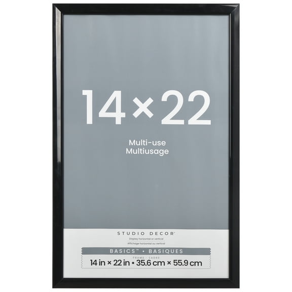 14" x 22" Black Multi-Use Picture Frame by Studio Decor - Includes Pre-attached Hanging Hardware - Horizontal or Vertical Display - 1 Pack