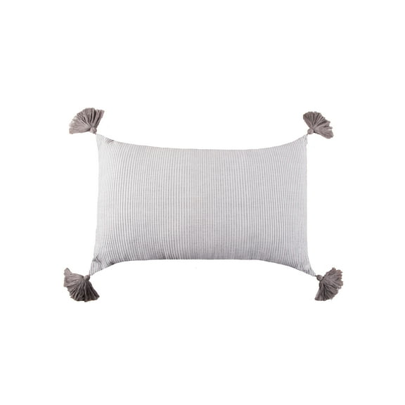 Bree Striped Gray Cotton Accent Pillow, 14" x 22"