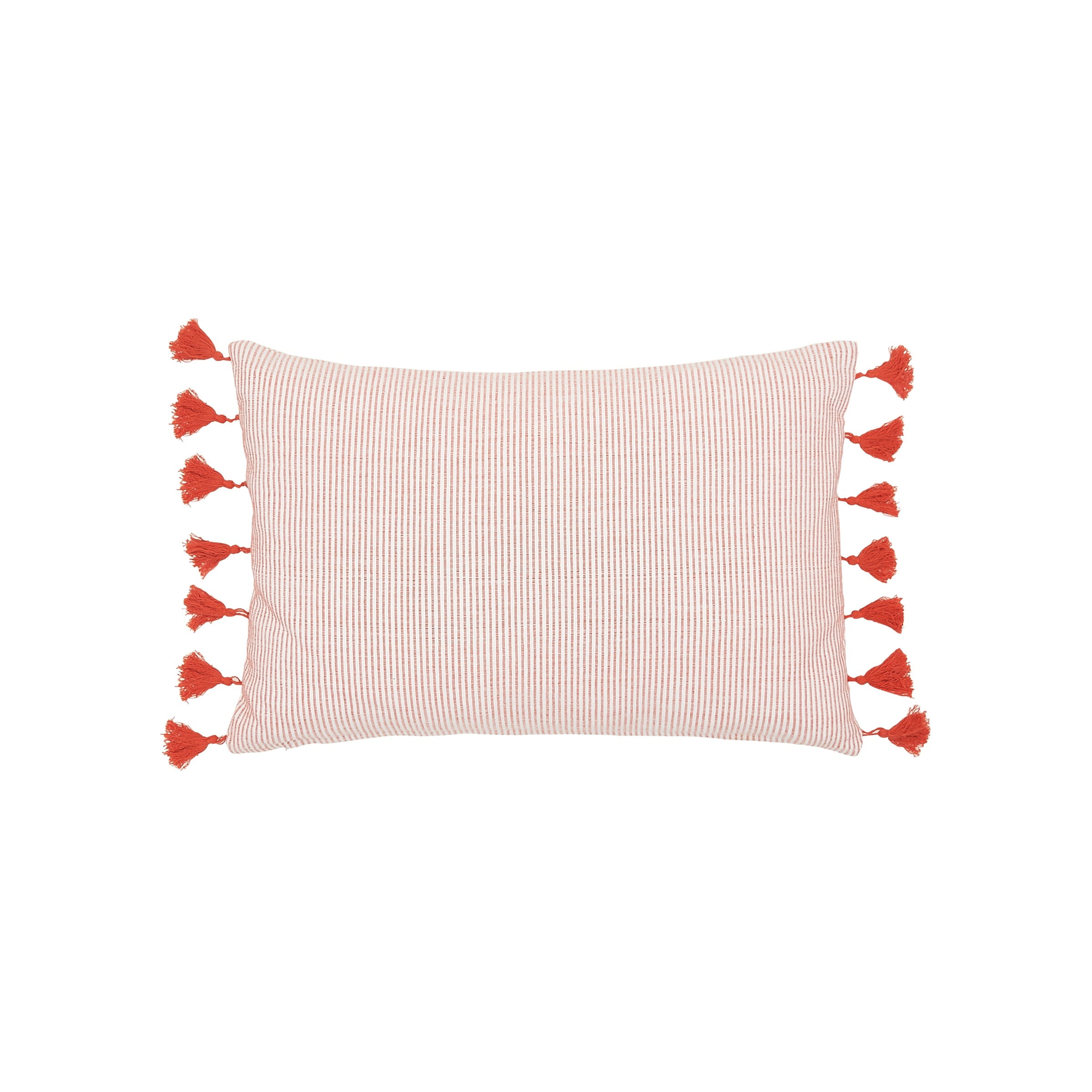 Brett Striped Cotton Throw Pillow with Tassels
