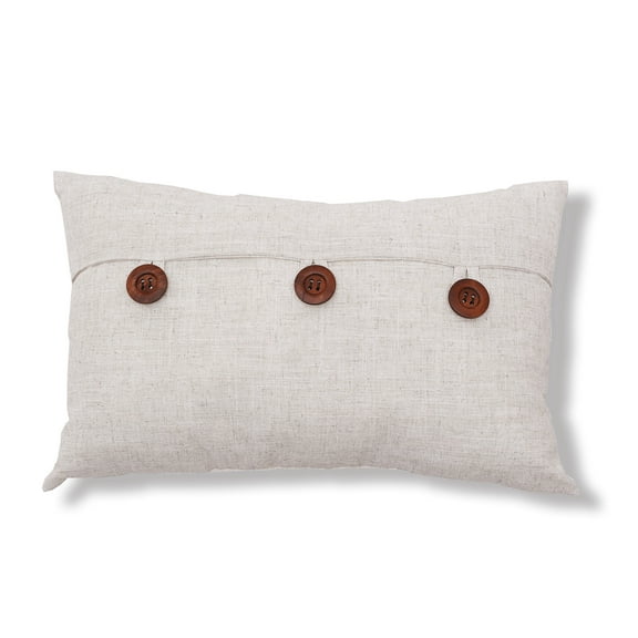 Button Themed Natural Envelope Lumbar Accent Pillow, 14" x 22"