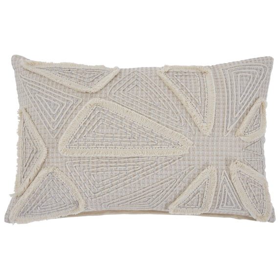 14 x 22 Geometric Embroidered Accent Pillow, Set of 4, Cream