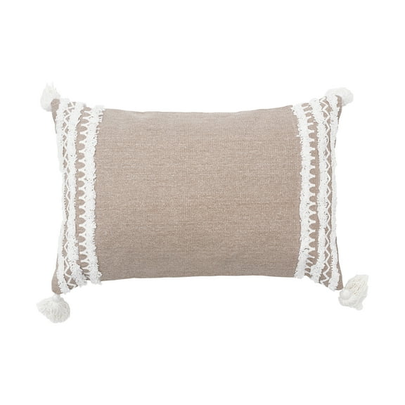 Neil Striped Dune Tan & White Cotton Decor Accent Pillow, 14" x 22"