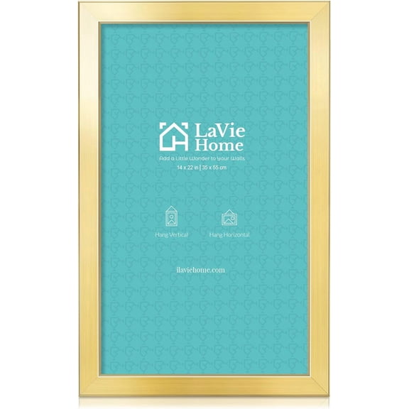 14 x 22 Picture Frame, Large Poster Frame with High Definition Plexiglass, Horizontal or Vertical Wall Gallery Poster Frames Suitable for Photos, Artworks, Posters,Puzzle, Gold 1pc