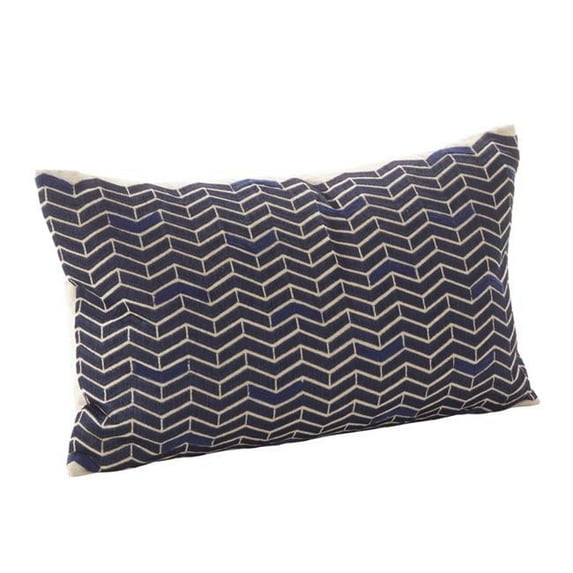 14 x 22 in. Rectangle Chevron Design Pillow with Down Filled, Navy Blue