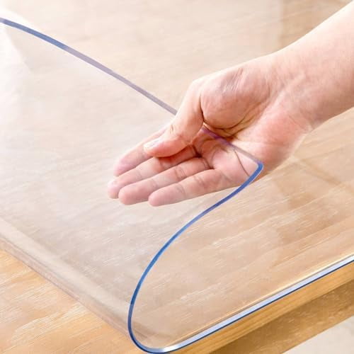 14 x 24 Inch Clear Table Cover Protector, 2mm Thick Clear Desk Mat, Plastic Table Cover, Vinyl Table Protector, Desk Mats on Top of Desks