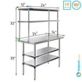 thumbnail image 1 of 14" x 24" Stainless Steel Work Table With 2 Shelves | 12" Wide Double Tier Overshelf | Metal Kitchen Prep Table & Shelving Combo, 1 of 6
