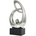 thumbnail image 1 of 14" x 25" Silver Ceramic Looped Abstract Sculpture with Black Block Base, by DecMode, 1 of 10