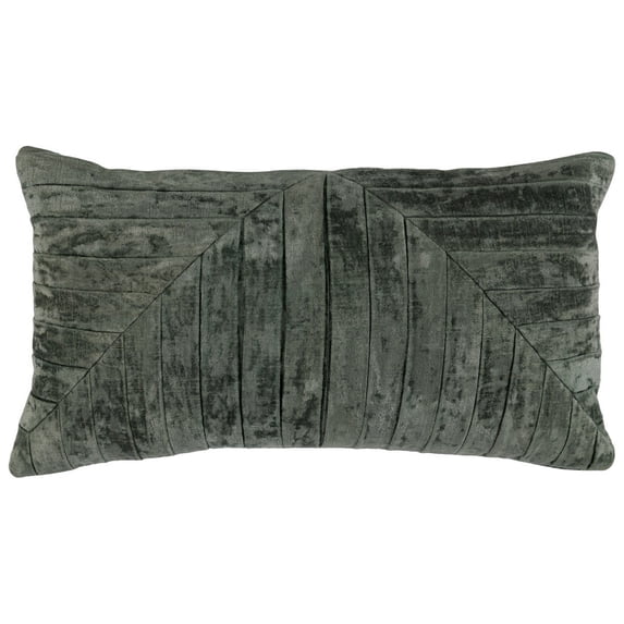 14 x 26 Lumbar Accent Throw Pillow, Hand Pleated, Vintage, Forest Green