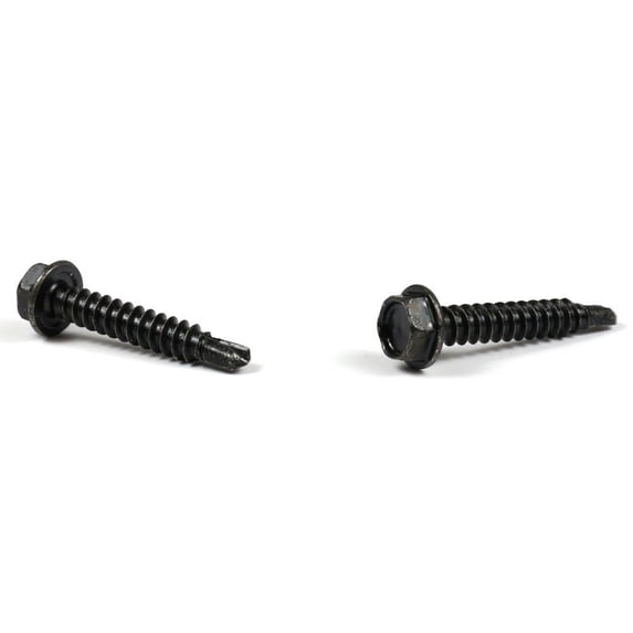#14 x 3/4" Self-Drilling Screws / Unslotted / Hex Washer Head / Steel / Black Oxide - 3000 Piece Carton