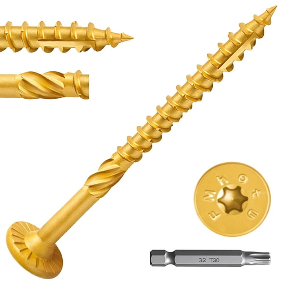 #14 x 3 Inch Wood Structural Lag Screws 54Pcs Star Drive Decking Wood Screws, Rust Resistant Timber Screws for Timber/Log/Landscaping (Yellow)