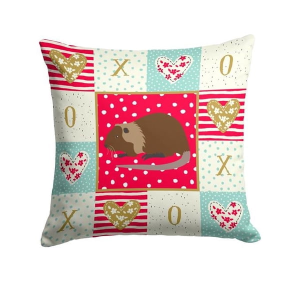 14 x 3 x 14 in. Coypu Nutria River Rat Love Fabric Decorative Pillow