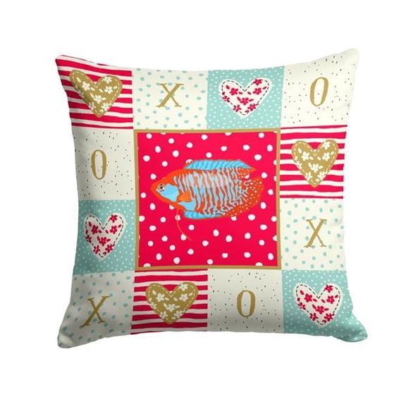 14 x 3 x 14 in. Dwarf Gourami Love Fabric Decorative Pillow