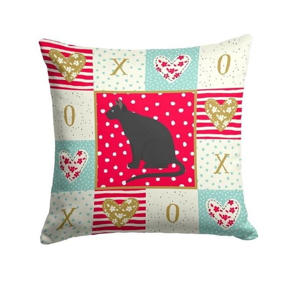 14 x 3 x 14 in. Ojos Azules Cat Love Fabric Decorative Pillow