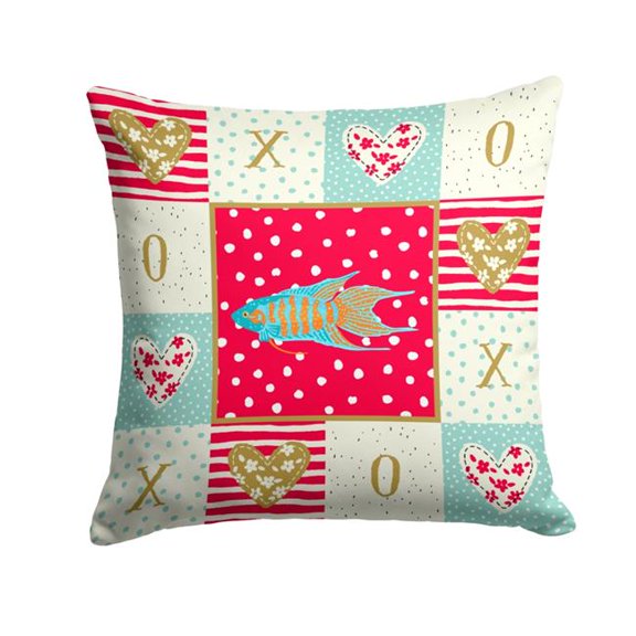 14 x 3 x 14 in. Paradise Fish Love Fabric Decorative Pillow