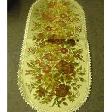 14 x 30 in. Begium Table Runner Baroque, Red