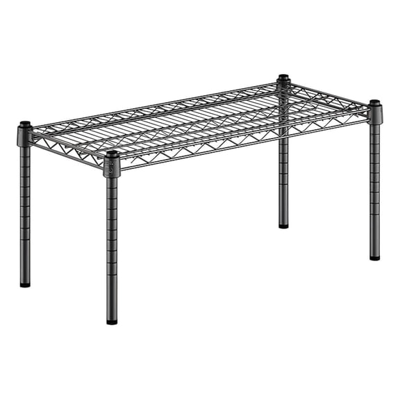 14" x 30" x 14" Black Epoxy Wire Storage Shelf, Dunnage Rack, 1 Tier Small Shelf