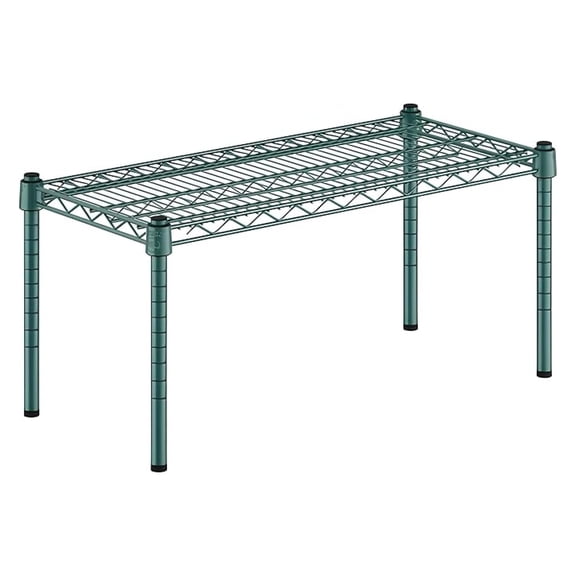 14" x 30" x 14" Green Epoxy Wire Storage Shelf, Dunnage Rack, 1 Tier Small Shelf