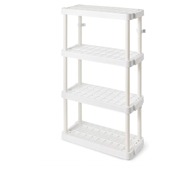 14 x 32 x 54.5 Inch 4 Tier Adjustable Ventilated Medium Duty Shelving Units for Home, Garage, Basement, and Laundry, White