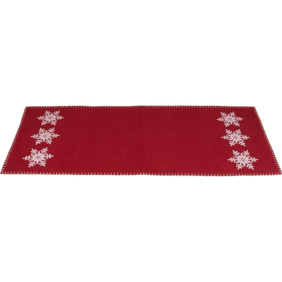 Home Collections by Raghu 14x36 Snowflake Barn Red Table Runner