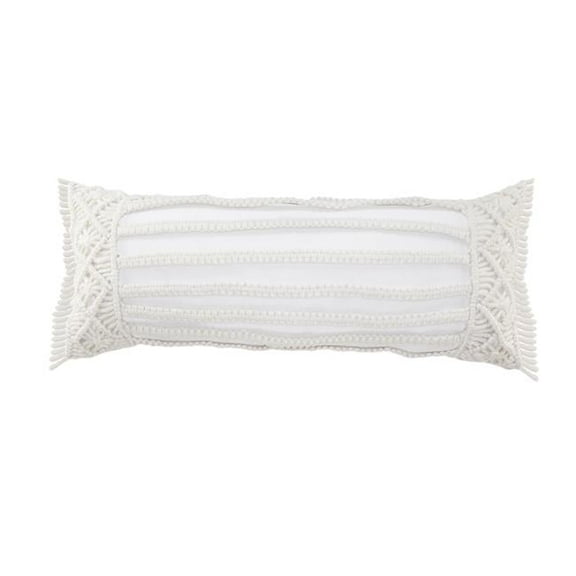 14 x 36 in. Zippered Tropical Indoor & Outdoor Throw Pillow, White