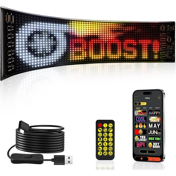 14'' x 4'' Scrolling Bright Advertising LED Signs [20 x 64 Upgraded Led Beads] [High Refresh Rate Screen], Flexible LED Matrix Panel 5.0 Bluetooth Control DIY Programmable Led Sign