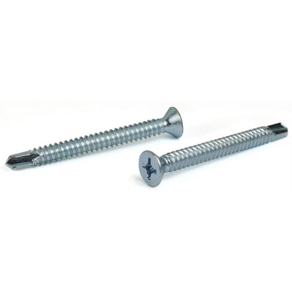 #14 x 4" Self-Drilling Screws / Phillips / Flat Head / 410 Stainless Steel - 250 Piece Carton