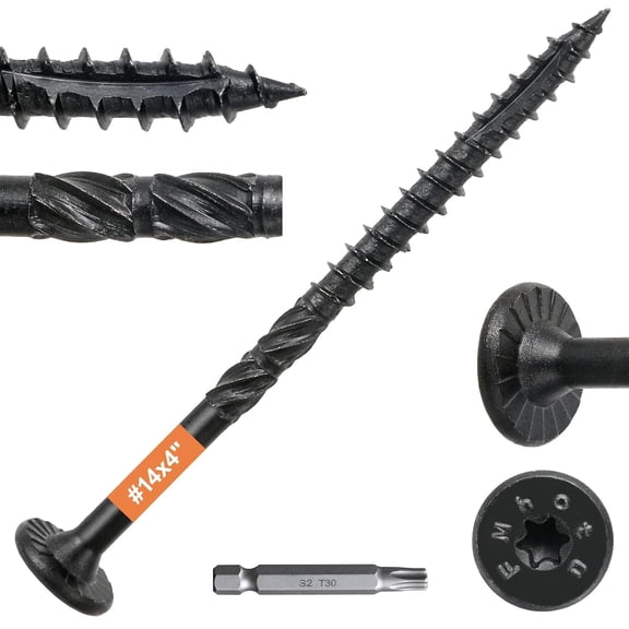 #14 x 4 Wood Structural Lag Screws 54Pcs Star Drive Decking Screws, Rust Resistant Timber Screws for Timber/Log/Landscaping Wood