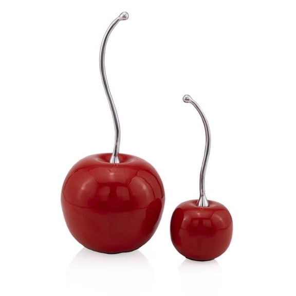14 x 5.25 x 5.25 in. Red & Silver Enamel Cherry Sculpture