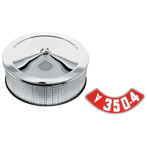 14 x 5 Chrome Air Cleaner Assembly With 350-4BBL Decal Firebird GTO Grand Prix