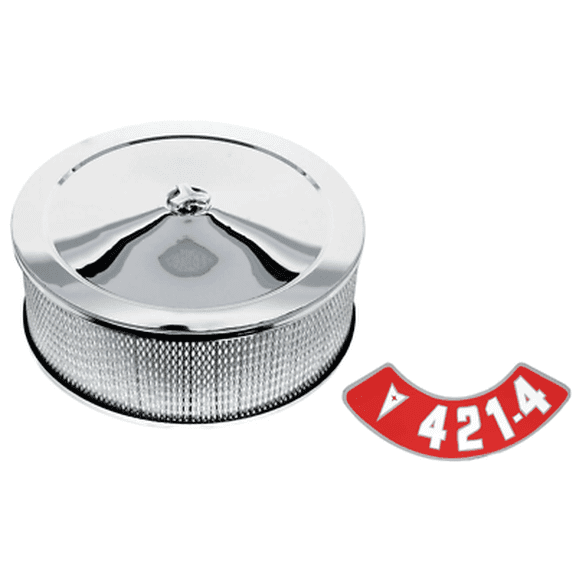 14 x 5 Chrome Air Cleaner Assembly With 41-4BBL Decal Firebird GTO Grand Prix