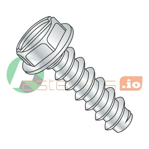 #14 x 5" Type B Self-Tapping Screws / Slotted / Hex Washer Head / Steel / Zinc (Quantity: 500 pcs)