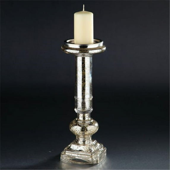 14 x 5 in. Glass Candle Holder, Silver