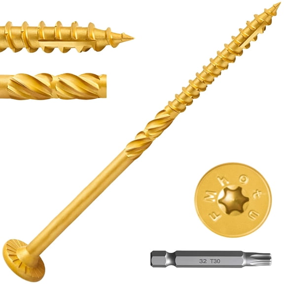 #14 x 6 Inch Wood Structural Lag Screws 54Pcs Star Drive Decking Wood Screws, Rust Resistant Timber Screws for Timber/Log/Landscaping (Yellow)