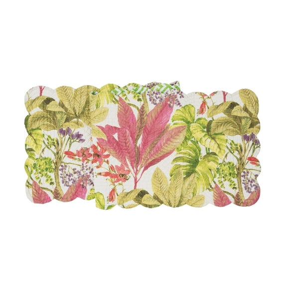 Moana Tropical Floral Greenery Cotton Table Runner 14" x 51" for All Seasons
