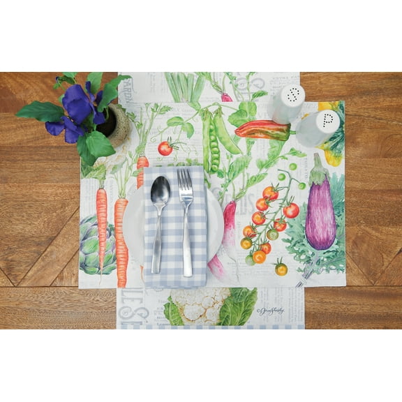 Vegetable Garden Cotton Table Runner 14" x 72" w/ Carrots