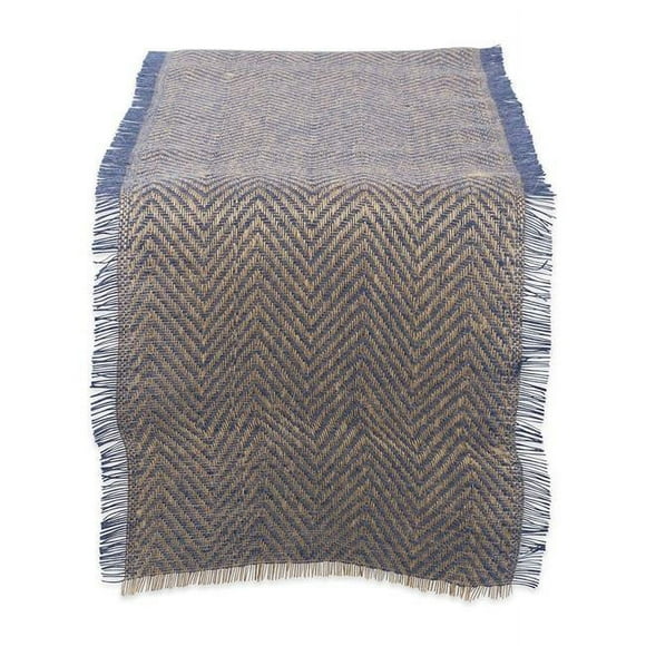 14 x 72 in. Chevron Burlap Table Runner - French Blue
