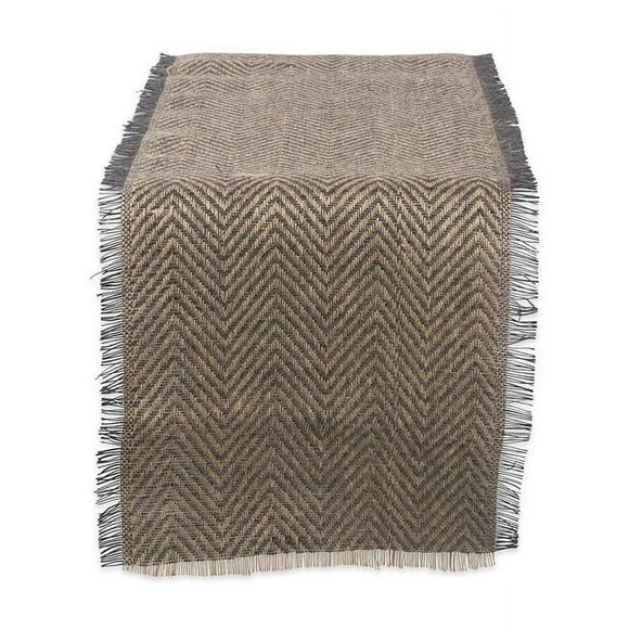 14 x 72 in. Mineral Chevron Burlap Table Runner