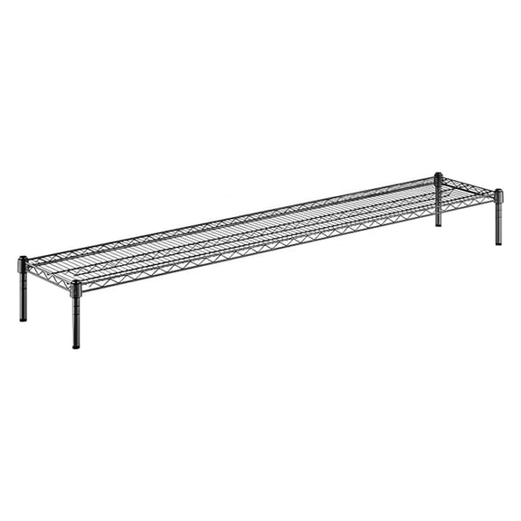 14" x 72" x 8" Black Epoxy Wire Storage Shelf, Dunnage Rack, 1 Tier Small Shelf