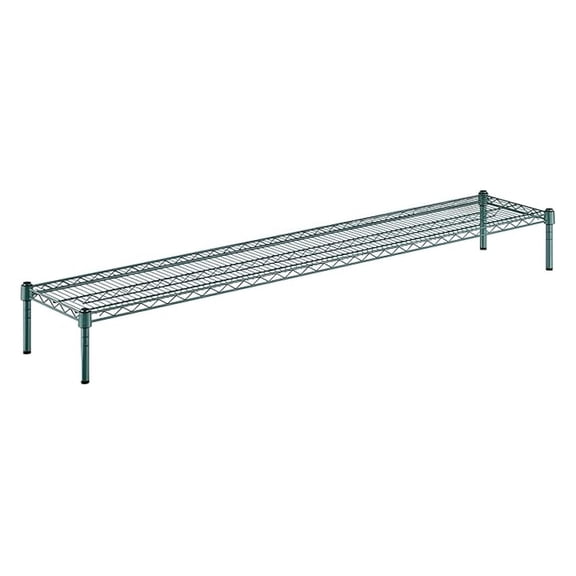 14" x 72" x 8" Green Epoxy Wire Storage Shelf, Dunnage Rack, 1 Tier Small Shelf