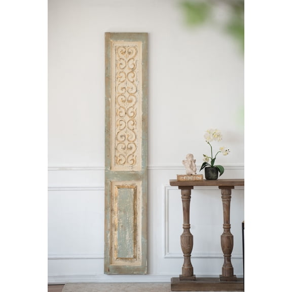 14" x 78.5" Large Wooden Rectangle Hanging Panel, Decorative Wall Sculpture, Carved Wall Art