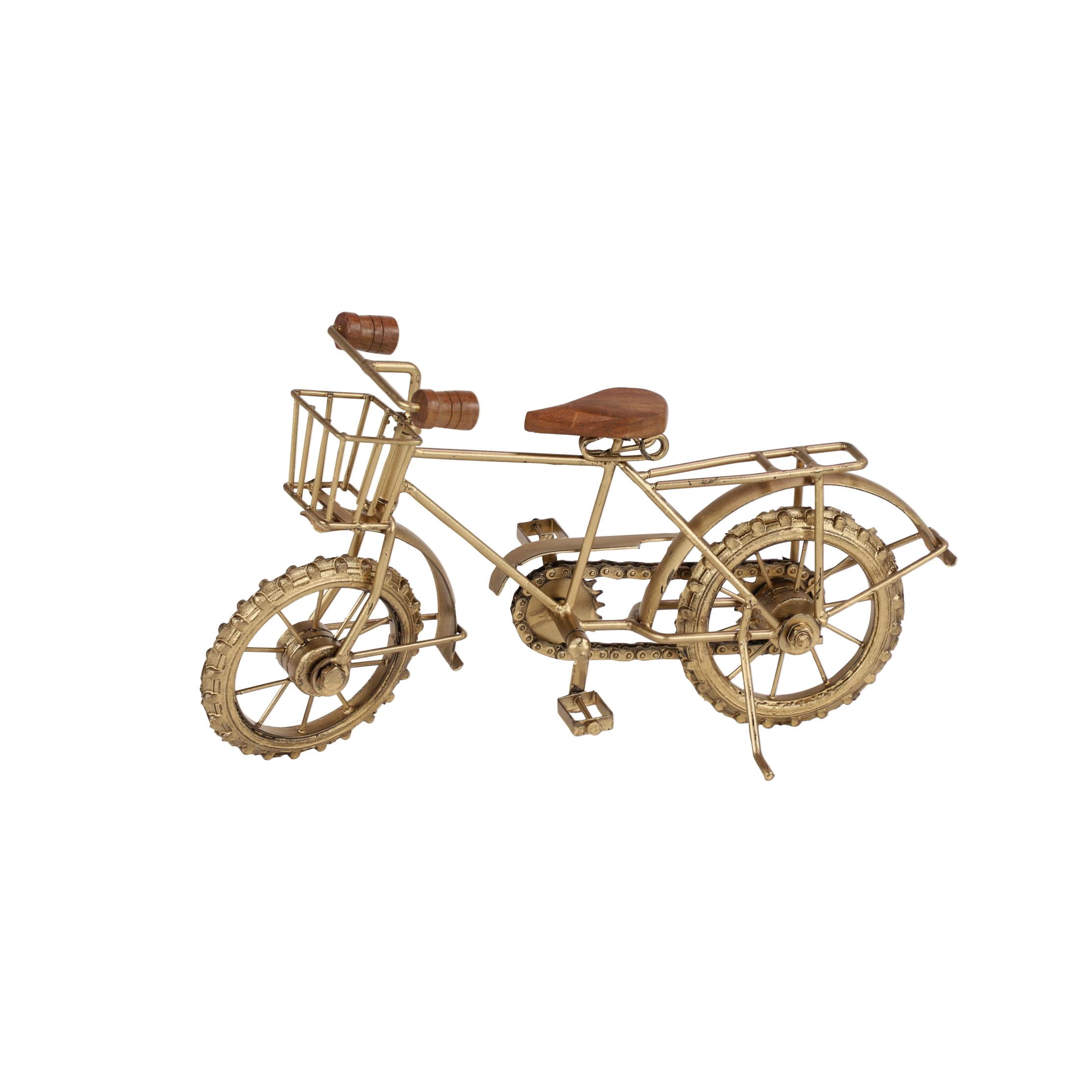14" x 8" Gold Metal Bike Sculpture, by DecMode
