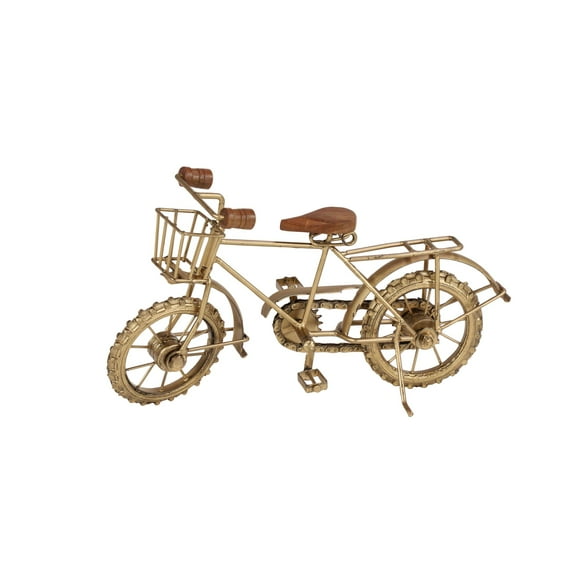 14" x 8" Gold Metal Bike Sculpture, by DecMode