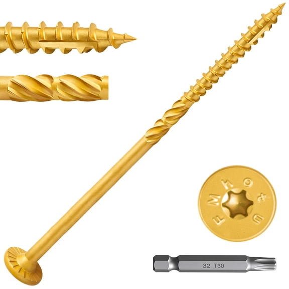 #14 x 8 Inch Wood Structural Lag Screws 54Pcs Star Drive Decking Wood Screws, Rust Resistant Timber Screws for Timber/Log/Landscaping (Yellow)
