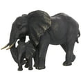thumbnail image 1 of 14" x 9" Bronze Polystone Family Elephant Sculpture with Gold Foil Accents, by DecMode, 1 of 11