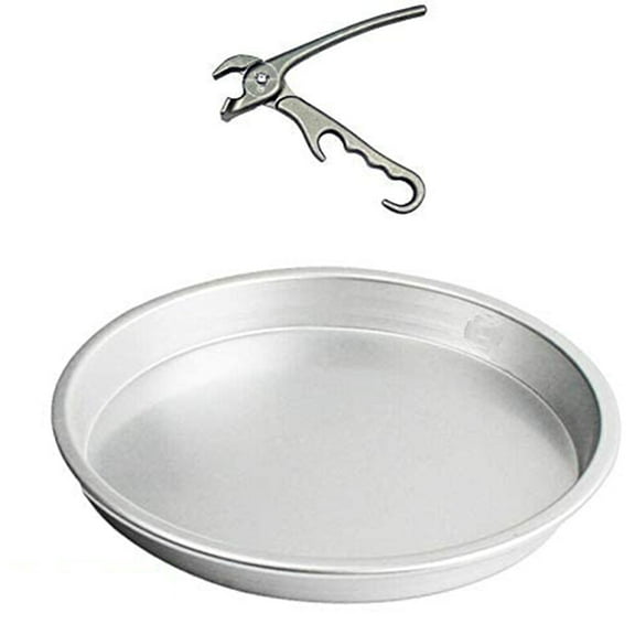 "14""x1"" Standard Weight Aluminum Straight Sided Pizza Pan with Pan Gripper"