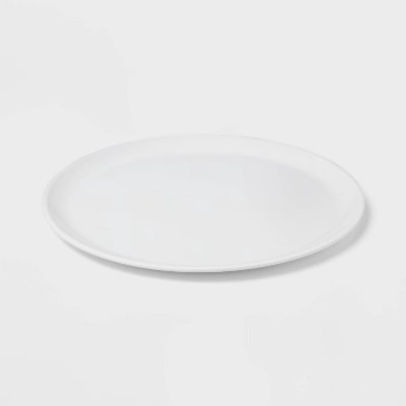 14"x14" Melamine Round Serving Plate White Dishwasher-Safe Serving Platter, Microwave-Safe for Reheating