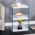 thumbnail image 1 of 14"x14"x23.6'' Bedside Table With Storage - And Glass Combination White Transparent, Easy To Assemble Functional Stylish Tempered For A Chic Bedroom Look, 1 of 6