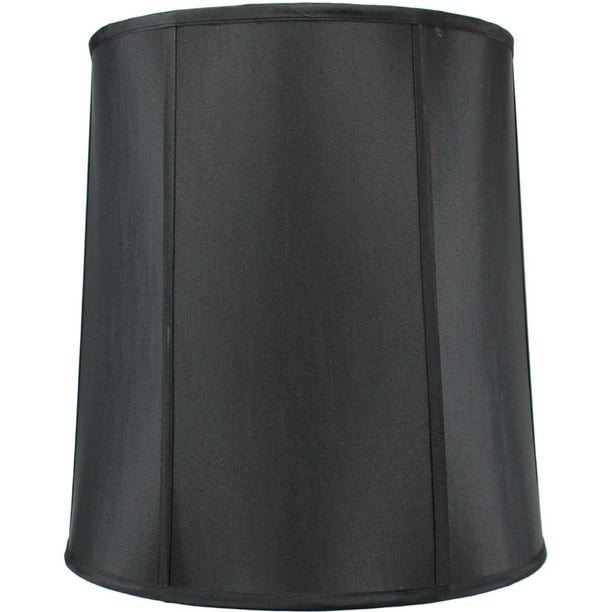 14"x16"x17" Prestige Large Drum Lampshade Black Shantung, Cylinder