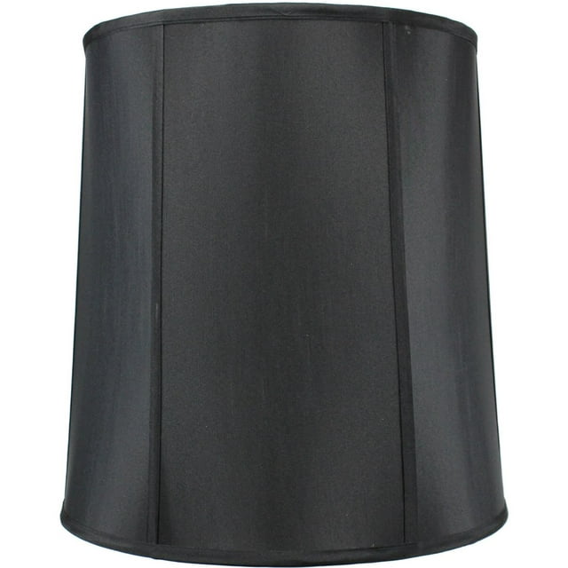 "Home Concept Prestige HandCrafted Large Drum Lampshade, 14""x16""x17"", Black Shantung Fabric